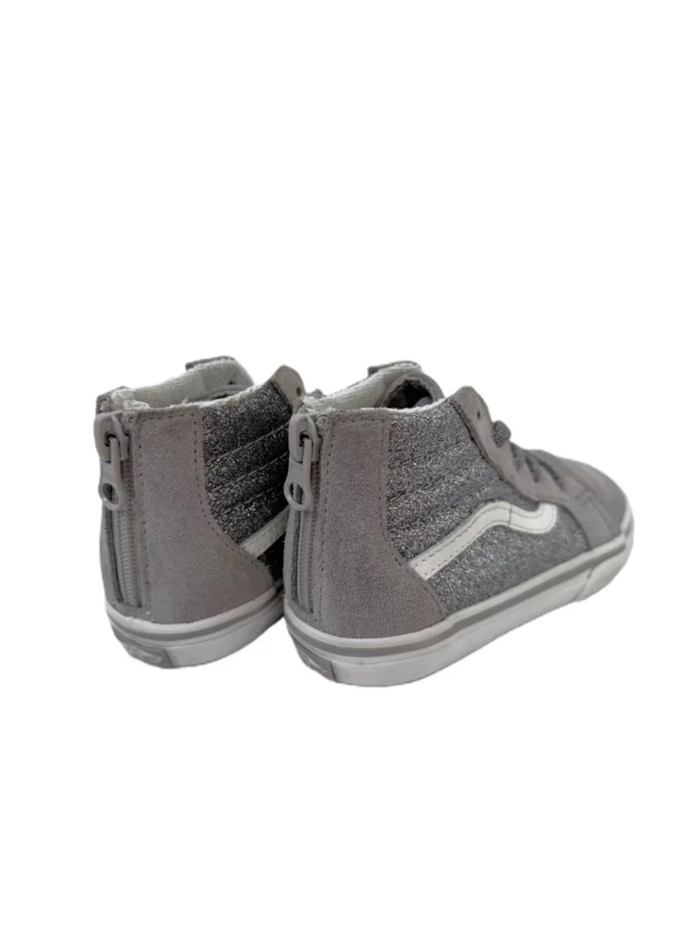Vans Toddler Sk8-Hi Zip Gray Suede Glitter Sneakers Size 8
